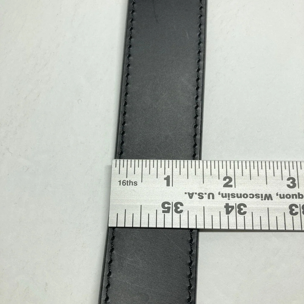 Goodfellow Belt Men's Large Black 1   1/2 inches Wide Bonded Leather‎ Fair Cond.